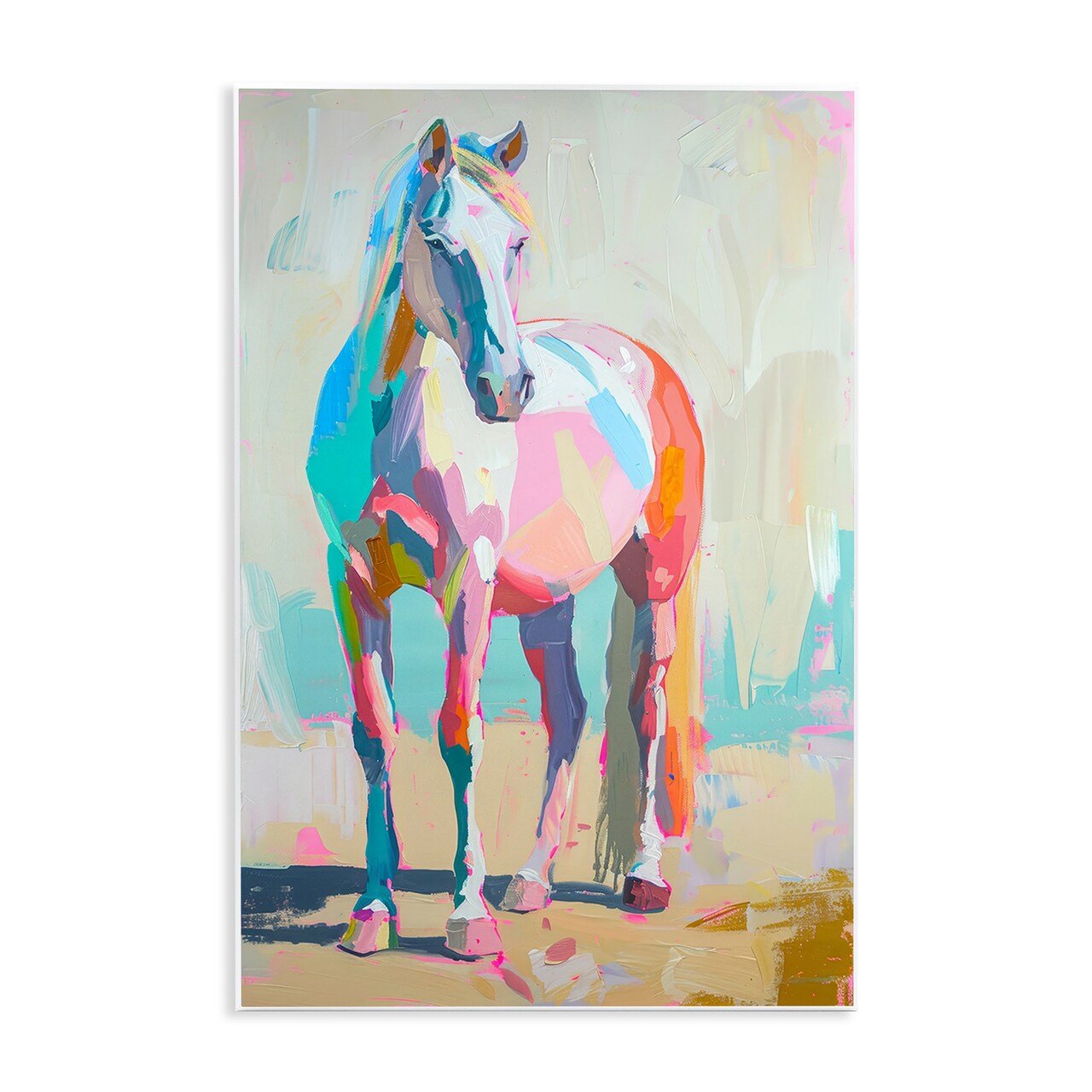 Stupell Industries Pastel Hued Horse Wall Plaque Art Design by Petal Prints Design